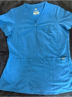 Adar Pro V-Neck Scrub Top and pants in Bright Blue